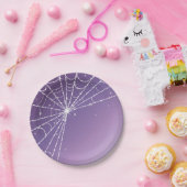 Paarse Gradiënt Glitterende Diamanten Spinnenweb Papieren Bordje (Feest)