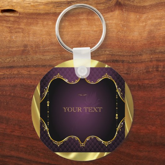 Paarse gradiënt + gouden Lijst accent Sleutelhanger (Voorkant)