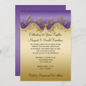 Paarse gradiënt goudvlinders 50e Jubileum Kaart (Voorkant / Achterkant)