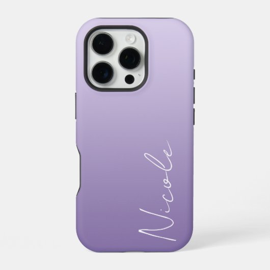 Paarse Gradiënt Handgeschreven Script Persoonlijk iPhone Hoesje (Achterkant)