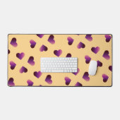 Paarse gradiënt harten patroon roze bureaumat (Keyboard & Muis)