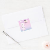 Paarse Gradiënt Lieve Oogbal Tekst Baby Shower Vierkante Sticker (Envelop)