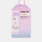 Paarse Gradiënt Mooie Oogbal Tekst Baby Shower Cadeaulabel (Achterkant)