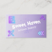 Paarse Gradient Neon Kookgerei Bakkerij Visitekaartje (Voorkant)