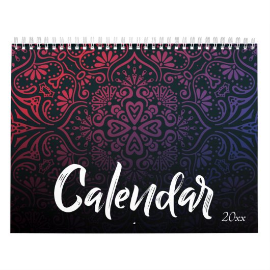 Paarse gradiënt Nieuwjaar met kleurrijke kerst Kalender (Hoes)