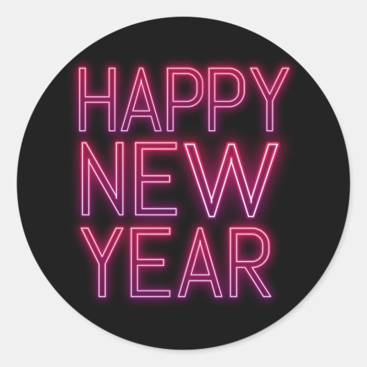 Paarse gradiënt nieuwjaar ronde sticker (Voorkant)