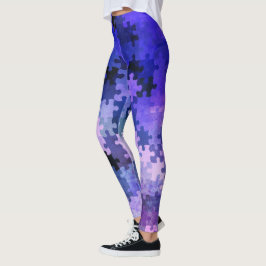 Paarse gradiënt puzzelstukjes leggings