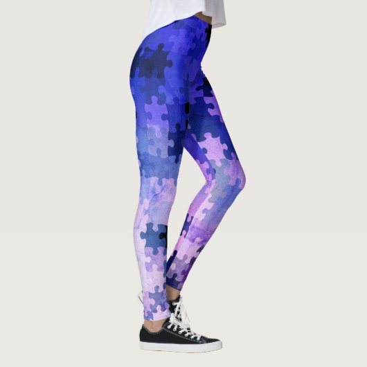 Paarse gradiënt puzzelstukjes leggings (Rechts)
