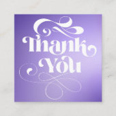 Paarse gradiënt retro manuscriptorde dank u vierkante visitekaartje (Voorkant)