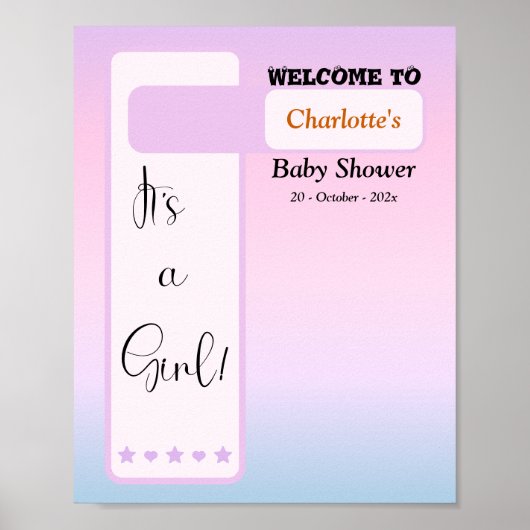 Paarse Gradiënt Schattige Oogbal Baby Shower Welko Poster (Voorkant)