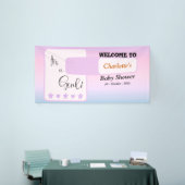 Paarse Gradiënt Schattige Oogbal Tekst Baby Shower Spandoek (Beurs)