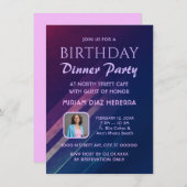 Paarse Gradient Verjaardag Diner Party Uitnodiging (Voorkant / Achterkant)
