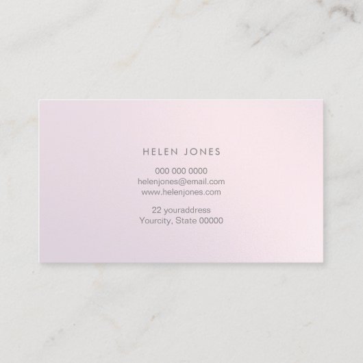 paarse gradiënt voor schoonheidsspecialisten visitekaartje (Achterkant)