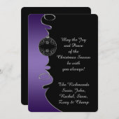 Paarse gradiënt Zilver  strijkt Kerstmis Feestdagenkaart (Voorkant / Achterkant)