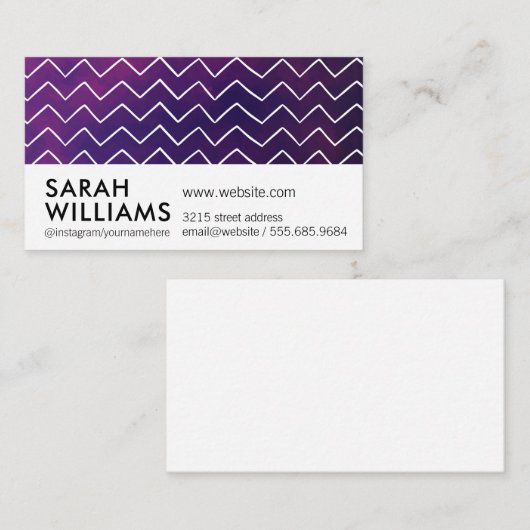 Paarse gradiëntachtergrond | Wavy-lijnpatroon Visitekaartje (Voorkant / Achterkant)