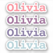 Paarse gradiëntkleuren Kinder naam uitgesneden Sticker (Voorkant)