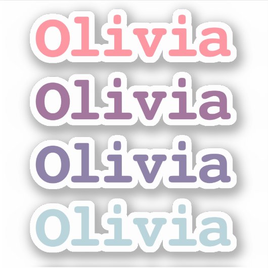 Paarse gradiëntkleuren Kinder naam uitgesneden Sticker (Voorkant)