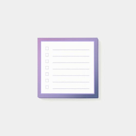 Paarse-gradiëntminimalistische checklist post-it® notes (Voorkant)
