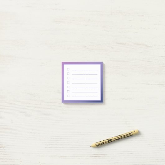 Paarse-gradiëntminimalistische checklist post-it® notes (Op bureau)