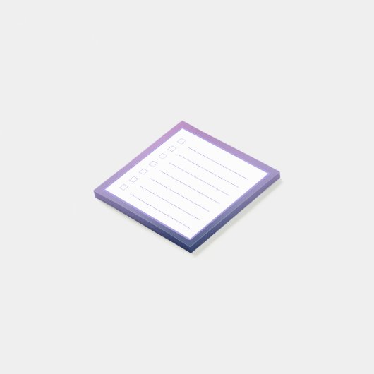 Paarse-gradiëntminimalistische checklist post-it® notes (Schuin)