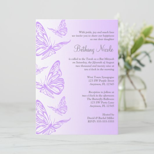 Paarse gradiëntvlinder tegen Mitzvah-uitvindingen Kaart (Staand voorkant)