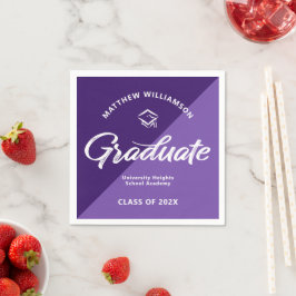 Paarse Graduatatie Vet Retro Script Muts Icoon Ret Servet