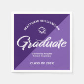 Paarse Graduatatie Vet Retro Script Muts Icoon Ret Servet (Voorkant)