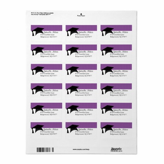 Paarse graduatie cap label (Full Sheet)