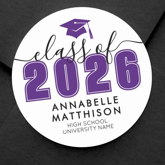 Paarse Graduatie Ronde Sticker