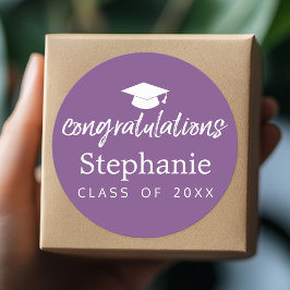 Paarse Graduation Cap felicitatie modern script Ronde Sticker