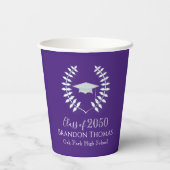 Paarse Graduation Party Classic Custom Papieren Bekers (Achterkant)