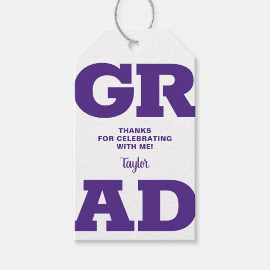 Paarse Graduation Party Favor Cadeaulabel (Voorkant)