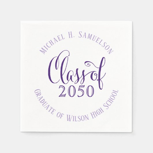 Paarse Graduation Party Script Aangepast Servet (Voorkant)