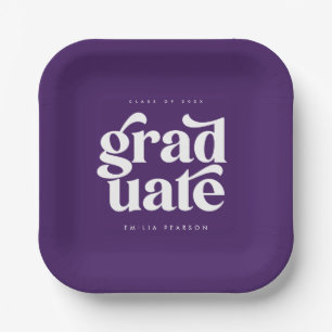 Paarse GraduPartij van het type "Vet Modern" Papieren Bordje