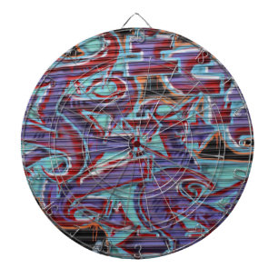 Paarse graffiti op luik dartbord