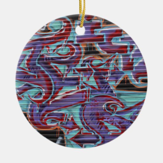 Paarse graffiti op Shutter Keramisch Ornament (Voorkant)