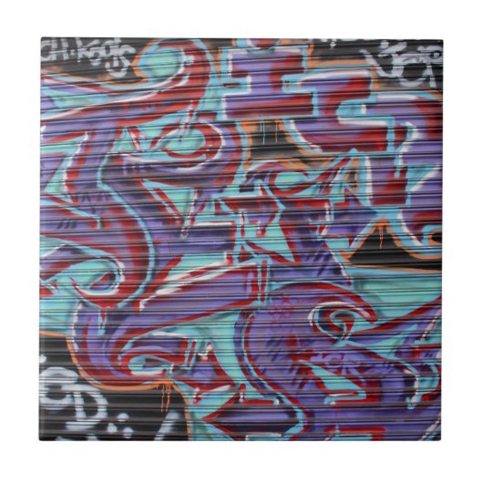 Paarse graffiti op Shutter Tegeltje (Voorkant)