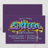 Paarse graffiti Teen Kaart (Voorkant / Achterkant)