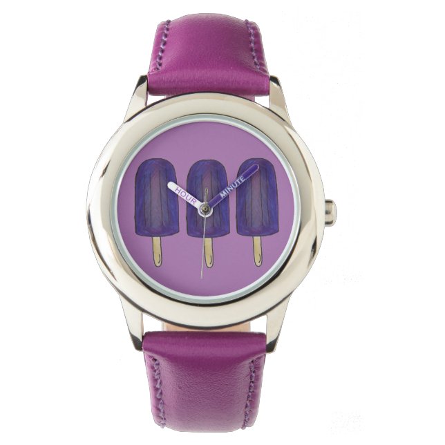 Paarse Grafiek Popsicles Foodie Watch Horloge (Voorkant)