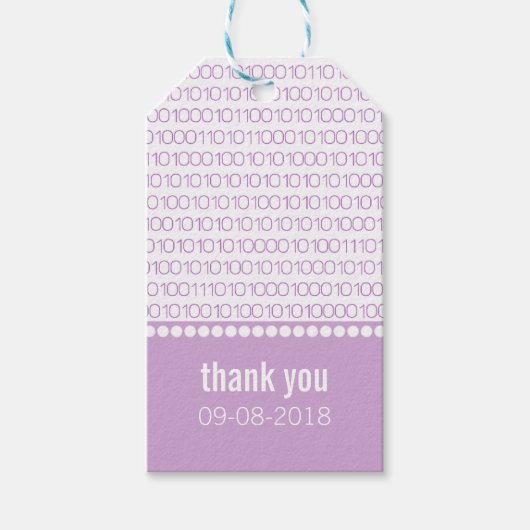 Paarse grafische binaire code Cadeaubonnen Labels Cadeaulabel (Voorkant)