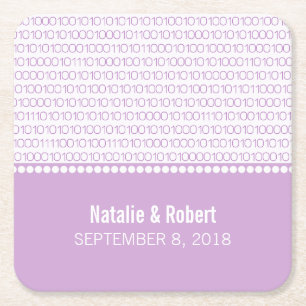 Paarse grafische binaire codepapieren Onderzetters