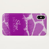 Paarse grafische dierlijke iPhone hoesje (Achterkant (horizontaal))