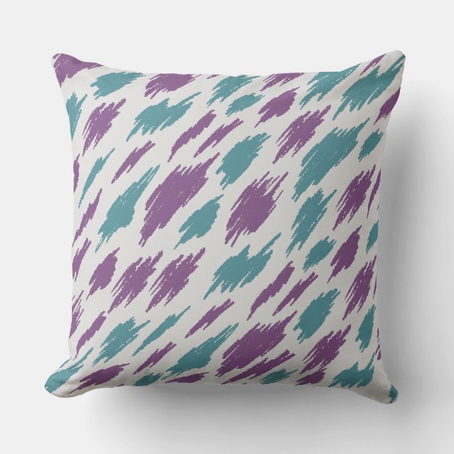 Paarse grafische kleurverfborstel kussen (Voorkant)