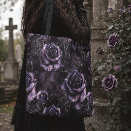 Paarse grafrozen gothic kerkhof tote bag