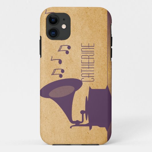Paarse  Gramophone BT ID iPhone 5 Hoesje (Achterkant)