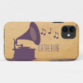 Paarse  Gramophone BT ID iPhone 5 Hoesje (Achterkant (horizontaal))