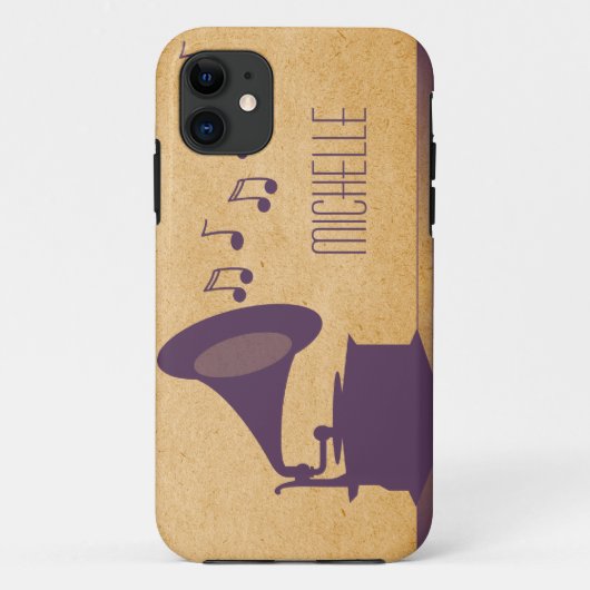 Paarse  Gramophone BT iPhone 5 Hoesje (Achterkant)
