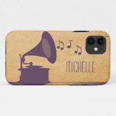 Paarse  Gramophone BT iPhone 5 Hoesje (Achterkant (horizontaal))