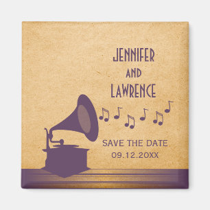 Paarse  Gramophone sparen de Datum Magnet