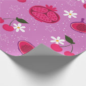 paarse granaatappel fruitkers bloemenmadeliefje cadeaupapier (Hoek)